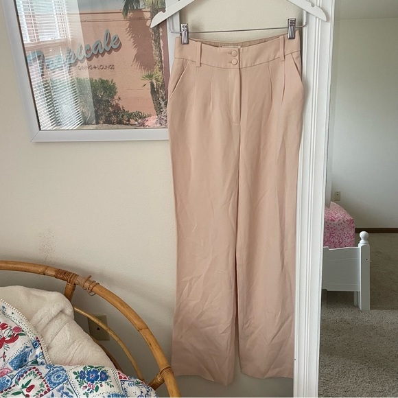 Sezane Theofil Trousers Wide Leg Pleated Pants in FR 34 US 2 Nude Pink - Picture 4 of 7